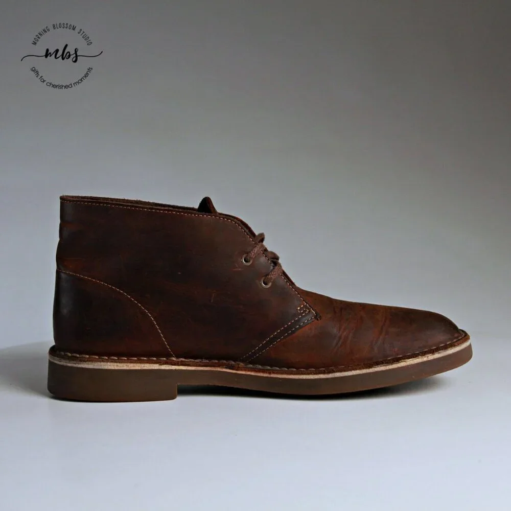 Clarks Bushacre 2 Chukka Lace Up Leather Boots Brown Beeswax Men 10‎
